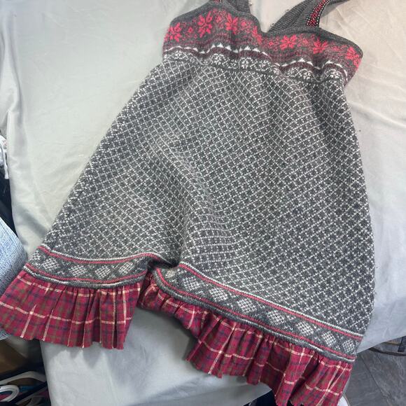 Free People Fair Isle Wool blend sweater dress with plaid ruffle hem size M - Picture 8 of 8